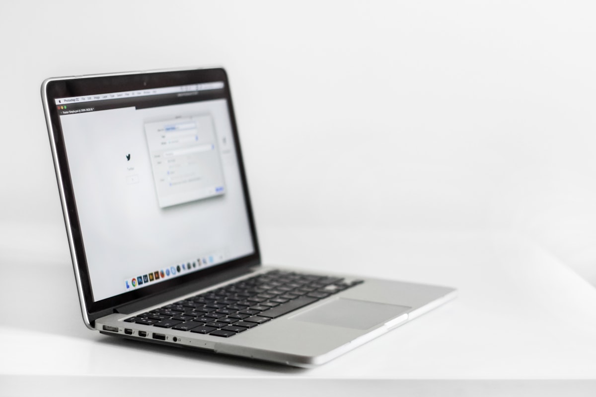 A website builder open on a laptop